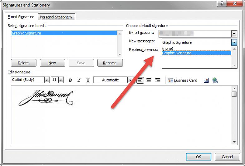 זה שימושי אם אתה משתמש ב- Outlook Express עבור דוא"ל החברה שלך - אתה יכול פשוט לכלול את לוגו החברה או נייר