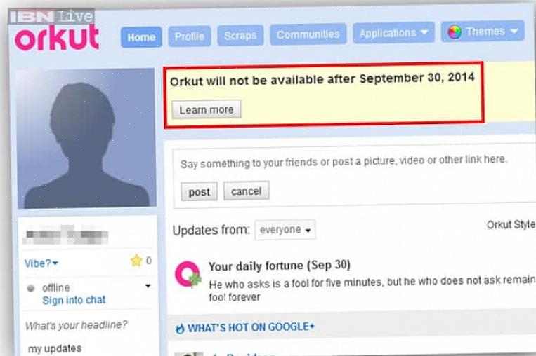 אתה יכול לראות מי מהחברים שלך מחובר באמצעות Orkut באותו הרגע