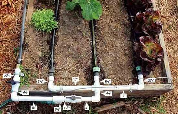 אתה יכול גם להשעות את קו ההשקיה אם לחץ המים מאפשר לצינורות לעבוד מעל גובה הברז
