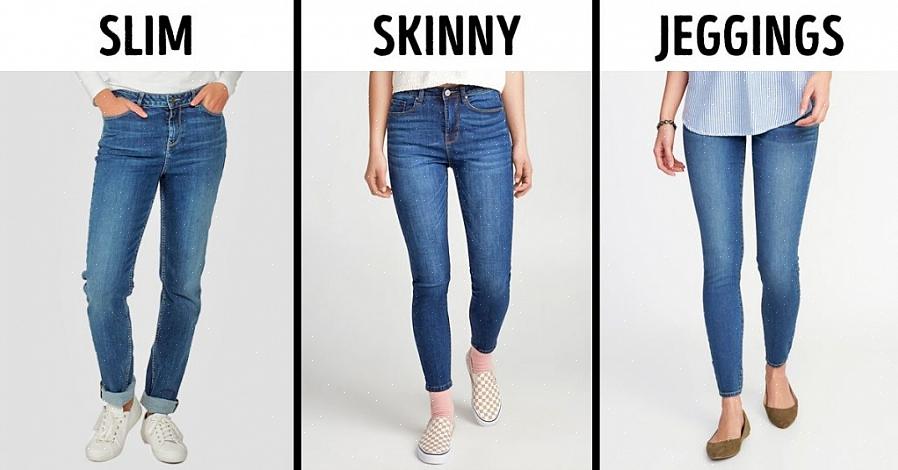 בחרו בג'ינס עם כיסים ארוכים ורחבים עם תפרים אנכיים - עוזר להיראות יותר זמן במקום רחב יותר