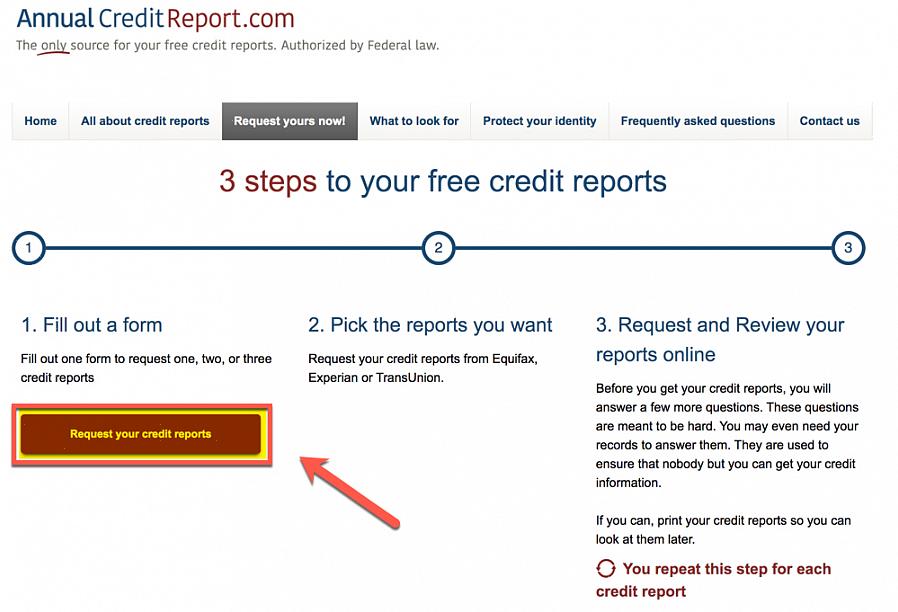 הקפד להזמין את דוחות האשראי שלך ישירות מכל סוכנות דיווחי אשראי