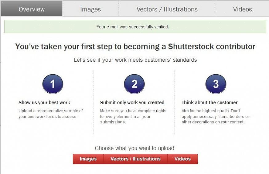 לאחר שתתקבל למוכר ב- Shutterstock