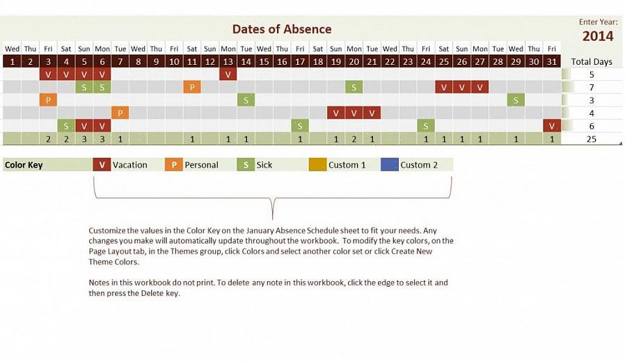 בקש מתכנן הצוות להפיץ לוח שנה חופשי שנתי המציין את מספר ימי החופשה המותרים לכל עובד